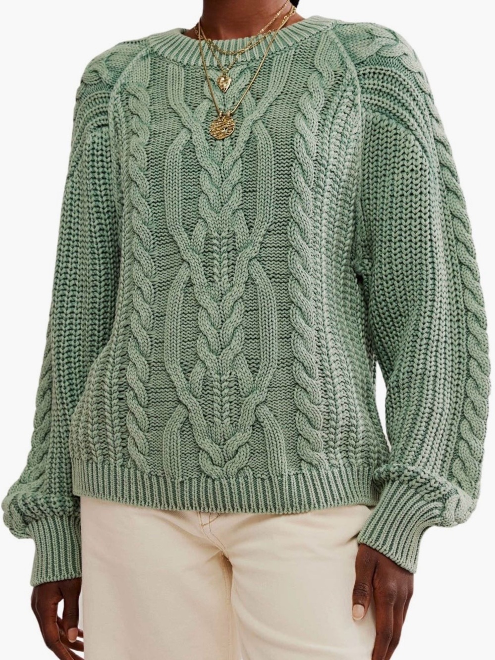 EUC Free People Frankie Cable Sweater - L
